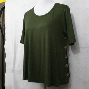 Kim & Cami Super-Soft Olive Green Rayon Blend Stretch Blouse SZ M EUC